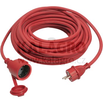 Prodlužovací kabel 10 m, s ochranným kontaktem, zásuvka s ochranným krytem. Těžká pryž H07RN-F 3G1,5, červená