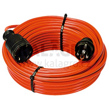 Prodlužovací kabel 10 m, plastový prodlužovací kabel 3x1,5 mm², v červené bezpečnostní barvě s bezpečnostní zástrčkou a zásuvkou
