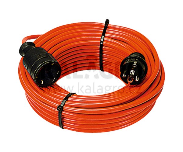 Prodlužovací kabel 20 m, plast, H05VV-F 3G1.5 červená, s bezpečnostní zástrčkou a spojkou