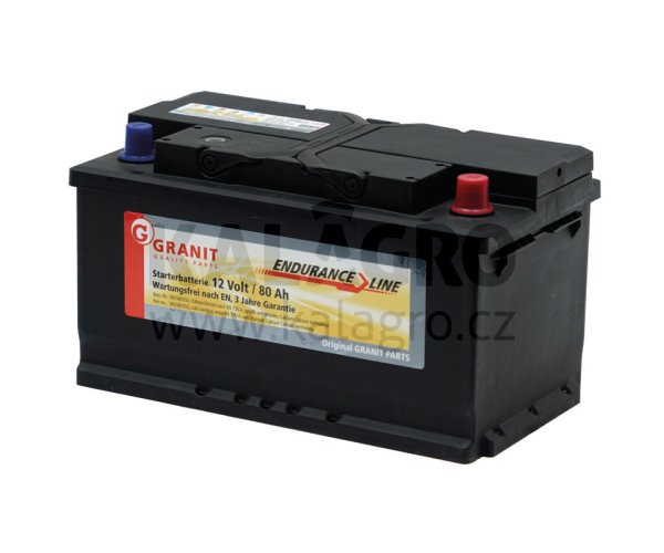 Baterie 12V 80Ah plná gefüllt, vorgeladen und wartungsfrei, Ca/Ca-Technologie
