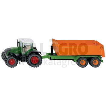 Traktor mit Hakenliftfahrgestell und Mulde Fendt