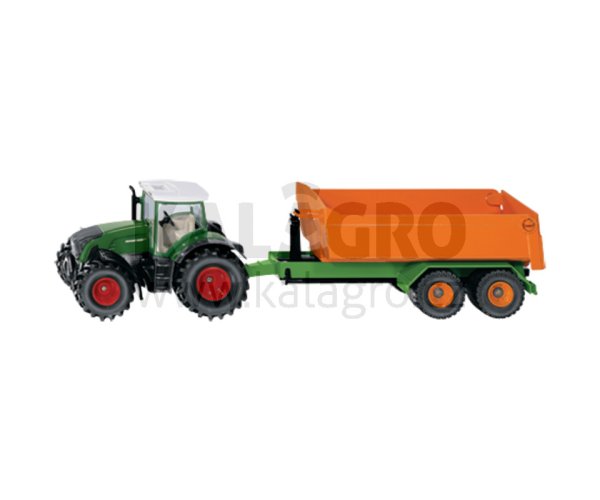 Traktor mit Hakenliftfahrgestell und Mulde Fendt