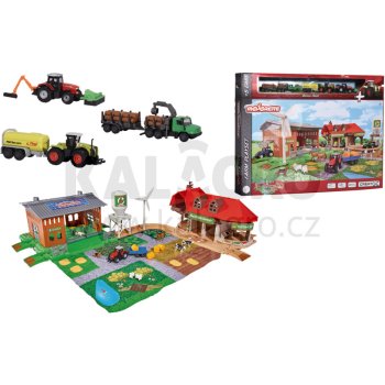 CREATIX Big Farm s 5 vozidly Farma, zeleň, balíky slámy, 75 x 57 x 20 cm BSK, traktor s přívěsem, chlív, silo a mlýn, zvířata
