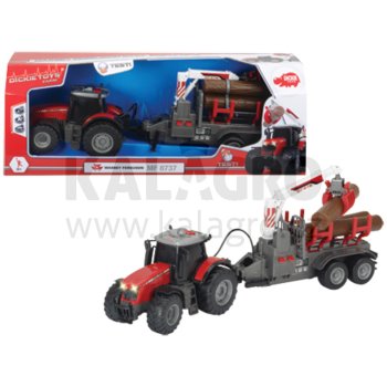 Traktor mit Friktion, Licht, Sound, batteriebetriebener Anhänger, bewegliche Teile, Länge: 42 cm Massey Ferguson 8737