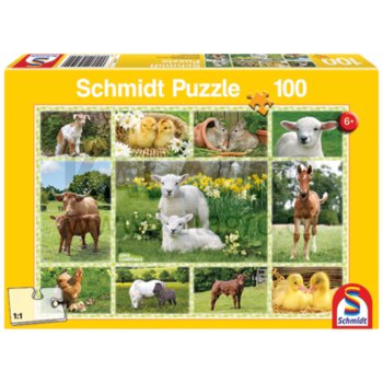 Puzzle, Tierkinder auf dem Bauernhof, 100 Teile