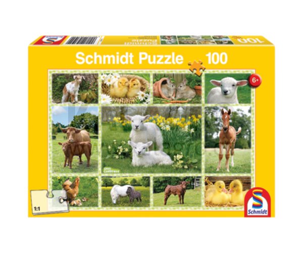Puzzle, Tierkinder auf dem Bauernhof, 100 Teile