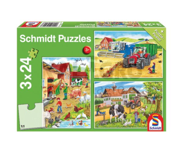 Puzzle, Auf dem Bauernhof, 3 x 24 Teile