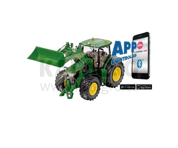 Traktor mit Frontlader und BT App Steuerung John Deere 7310R