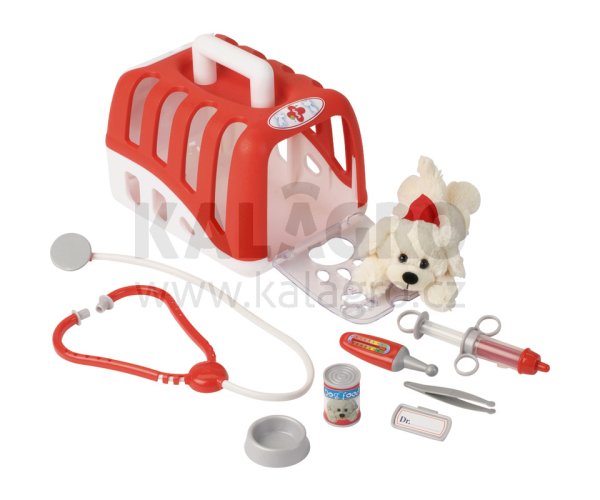 Zvěrolékařský kufr-Set s přepravním boxem a kočkou