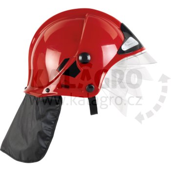 Hasičská helma s hledím, červená