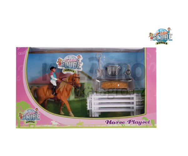 Pferd mit Jockey und Accessoires