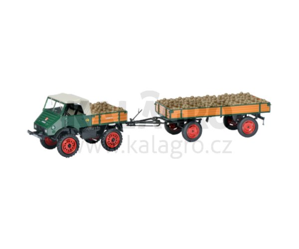 Traktor mit Transportanhänger und Ladegut, grün, limitierte Auflage, Die-cast MB U401