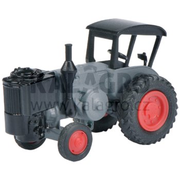 Traktor mit Holzvergaser und Dach, grau, Die-cast Lanz Bulldog