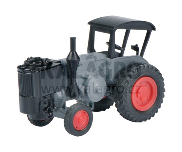 Traktor mit Holzvergaser und Dach, grau, Die-cast Lanz Bulldog