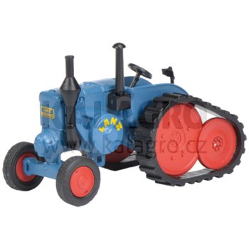 Traktor mit Ansteckraupe, blau, Die-cast Lanz Bulldog