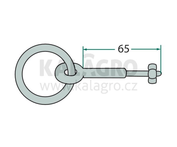 Vázací kroužek se šroubem a maticí M10, galvanicky zinkovaný, kroužek 9,5 x 42 mm